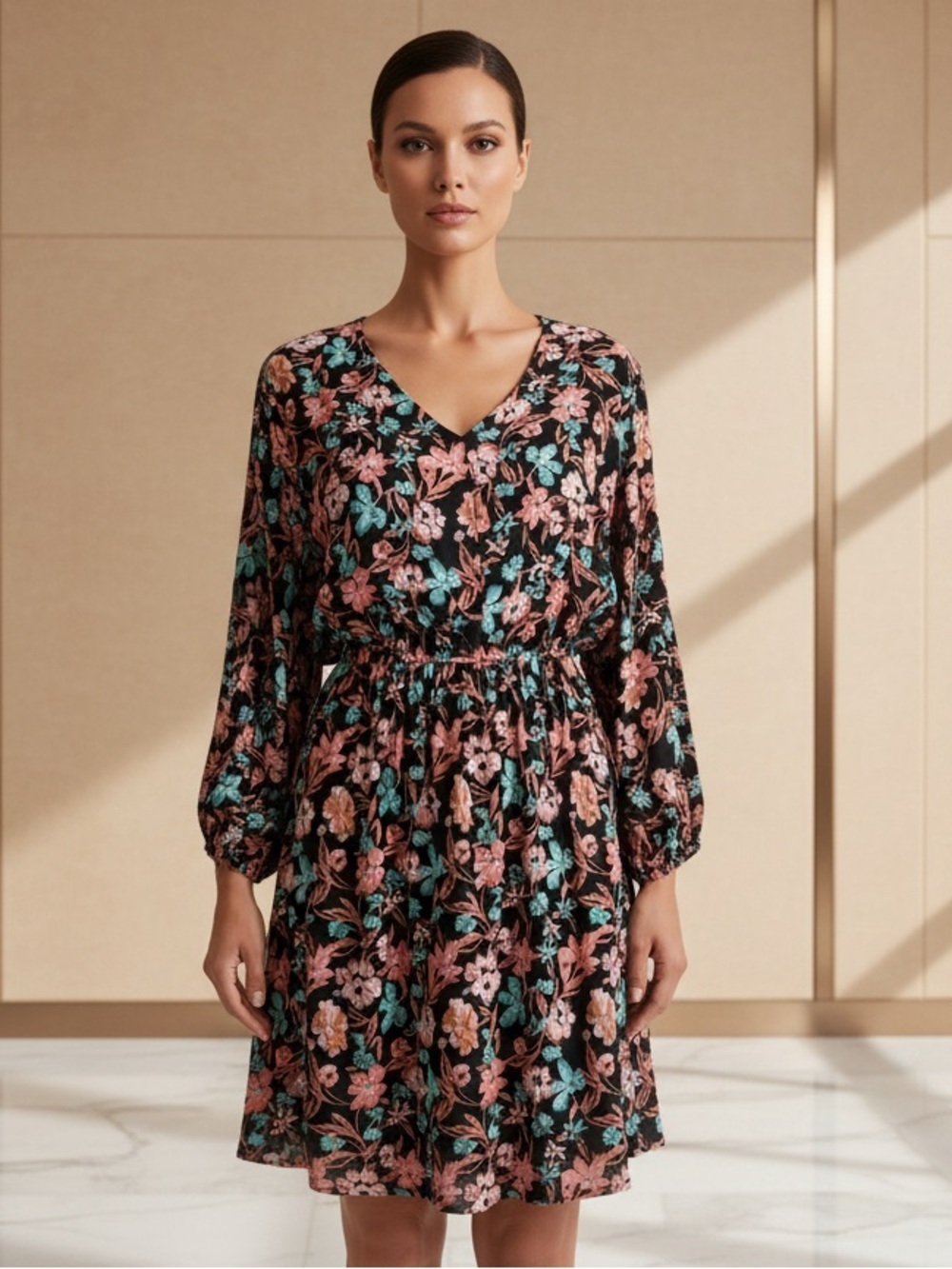 Emily Wonder Chic Floral Long Sleeve Dress